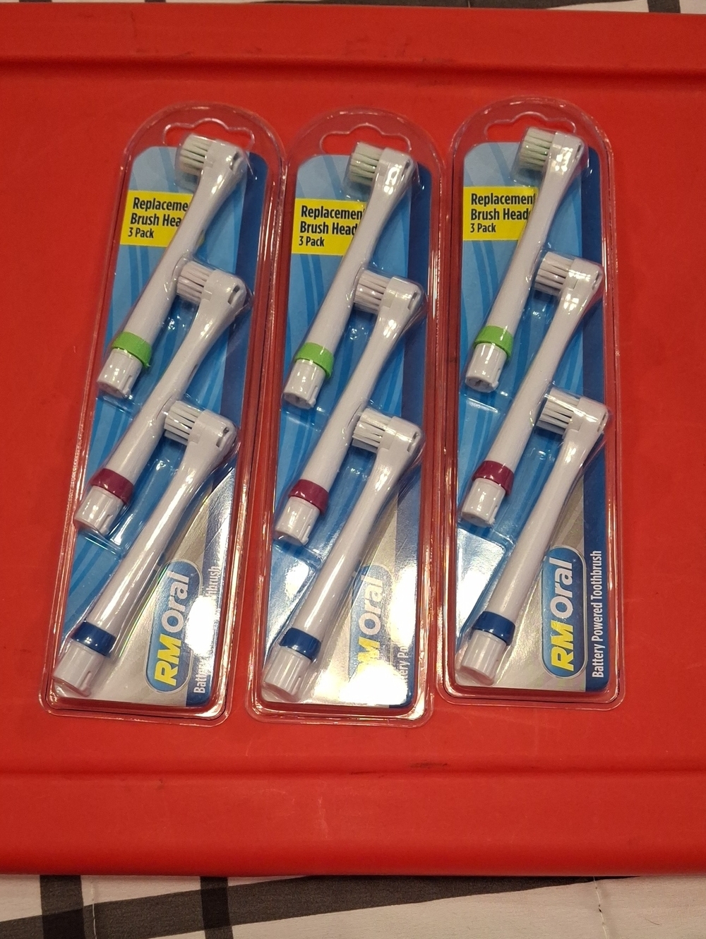 Replacement Brush Heads 3-Pack - White with Colored Rings ( Lots Of 3)
